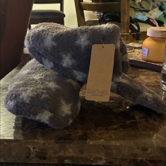Rachel Plush Slippers in Gray and White - Picture 2 of 3
